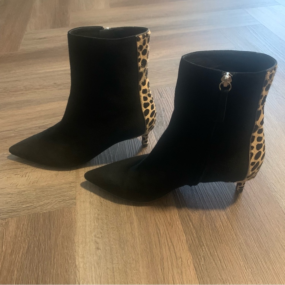 Giuseppe Zanotti Kitten Heel Ankle Boots Sz EU 36.5 US 6.5 - 7 Animal Print BLK - Picture 7 of 13